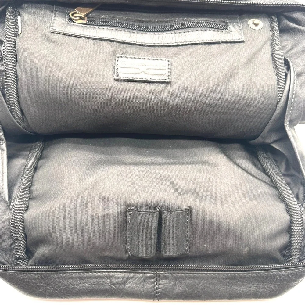 Vintage Claire Chase Black Leather Messenger Bag Crossbody Organizer Briefcase
